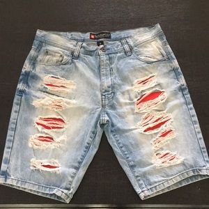 South Pole Light Wash Distressed Jean Shorts SZ 36